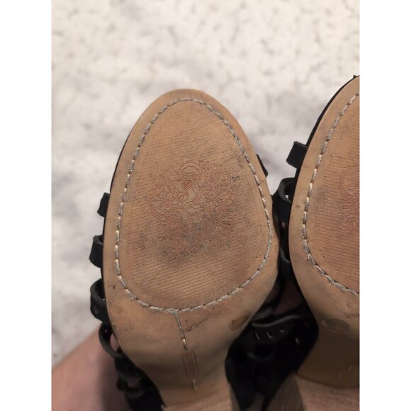 Vince Camuto VC EVALINA Black Nubuck Open Toe 3" Heel Side Zip Size 8 - Picture 6 of 9